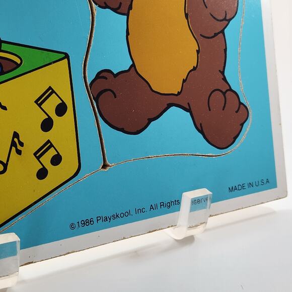 Vintage 1986 Playskool Wooden Puzzle “Playthings” 4-Piece Toy Theme - Picture 3 of 9
